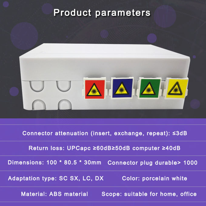 Caja de terminales de distribución de fibra óptica FTTH de 4 núcleos con adaptadores y 2 adaptadores