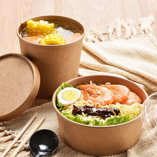 KaiLai Packaging - Recipiente biodegradable para comida para llevar,  recipiente para comida caliente de papel con ensaladera