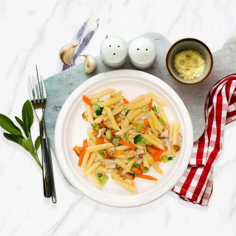 Emballage KaiLai - Assiettes jetables rondes en pulpe de bagasse de canne à  sucre pour fête d