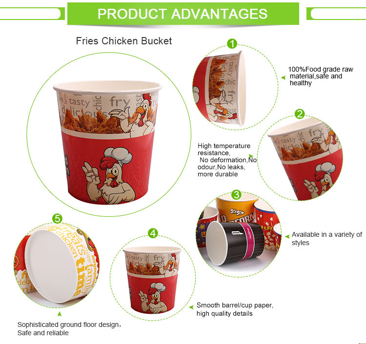 White cardboard paper packaging buckets