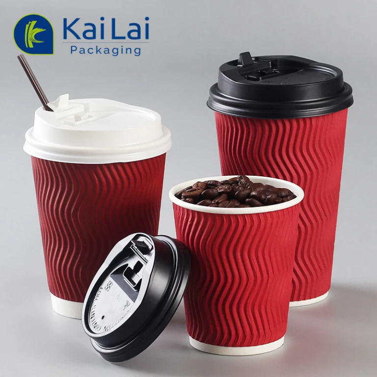 KaiLai Packaging - Vente en gros de tasses murales ondulées en papier  jetables pour café, thé, boissons