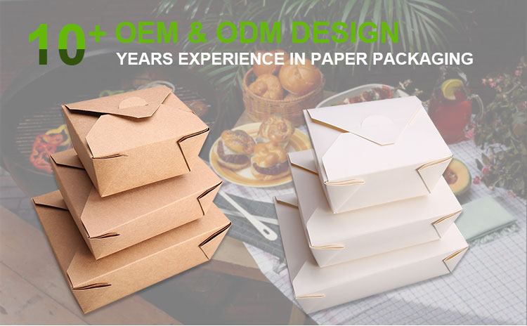 China supplier custom print hot sale food grade paper PE coated package box for noodle salad takeaway