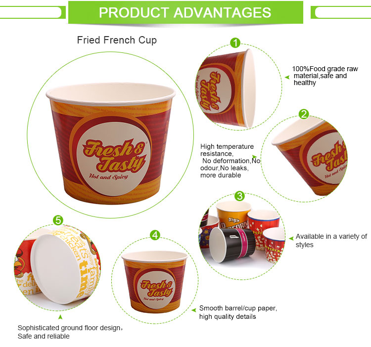 Food scoop cups packing french fries chips container custom printed logo take away paper fast