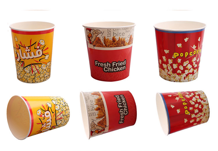 64OZ 85oz 130oz 150 oz disposable big size custom printed paper popcorn buckets for vending in cinema