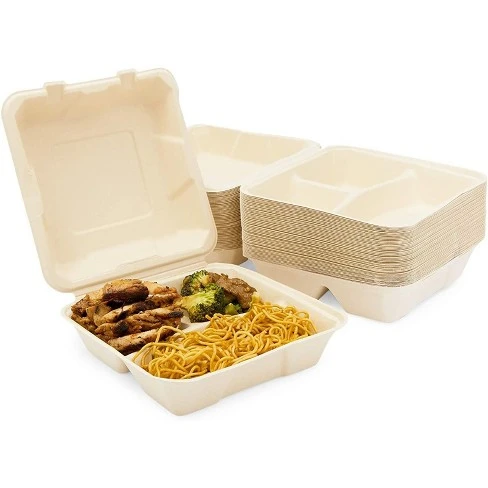 KaiLai Packaging - Recipiente biodegradable para comida para llevar,  recipiente para comida caliente de papel con ensaladera