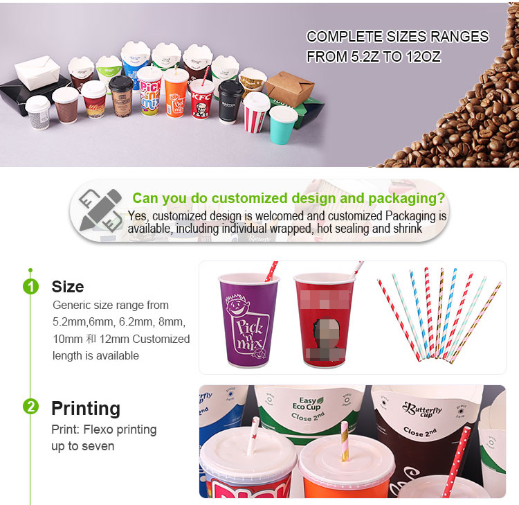 2020 Hot sale 5.2mm 6mm 6.2mm biodegradable paper drinking straw paper straw