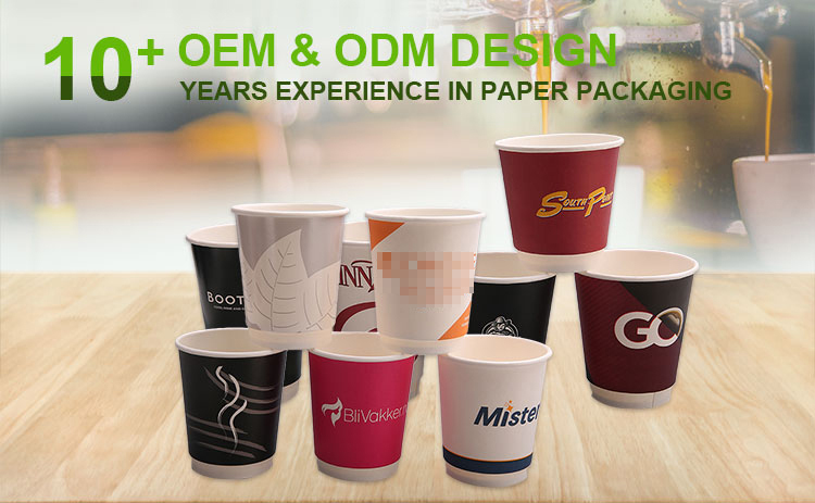 Compostable Biodegradable custom printed new design top quality double wall paper coffee cup with 12 oz 14 oz