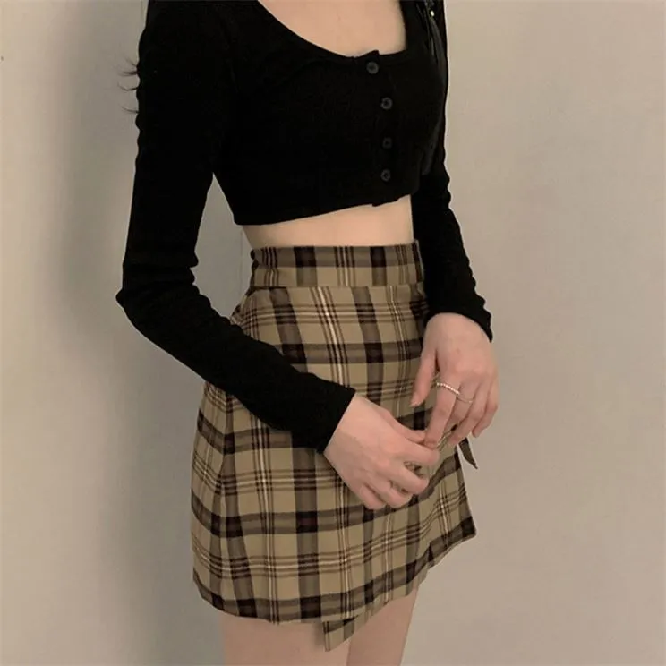 Falda larga de punto acanalado para mujer, sexy, de cintura alta, con  cordón, abertura lateral, fruncida