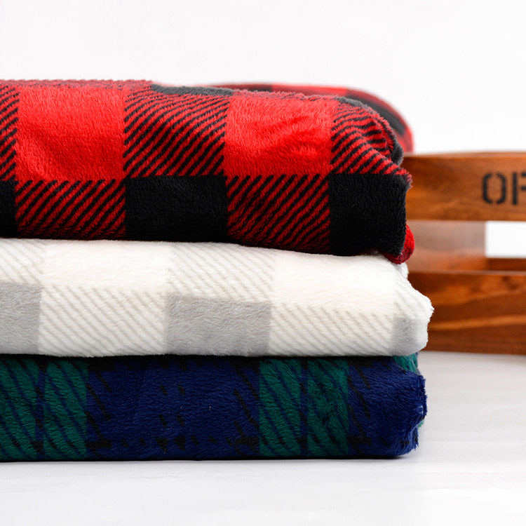 Professional cheap different design popular polyester wool plaid fleece velour fabric