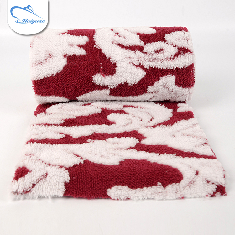 High quality red custom design knit jacquard velvet upholstery fabric