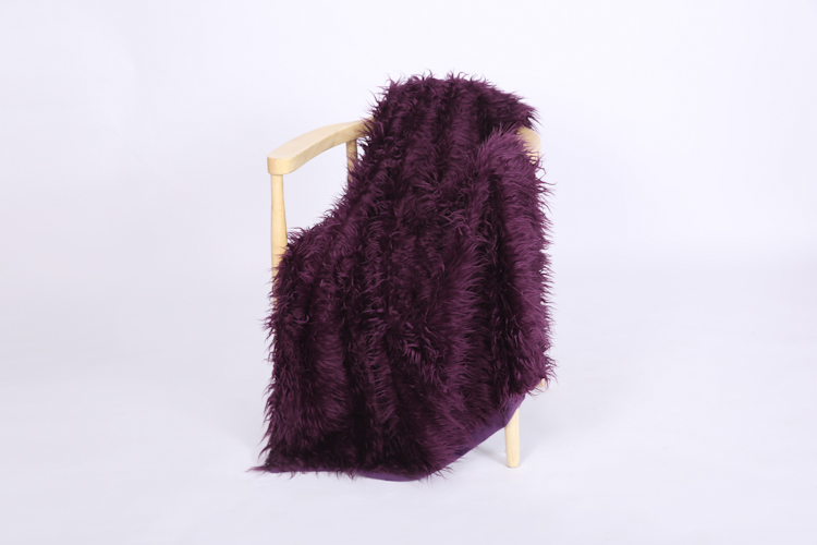 Super Soft 100% polyester plush purple luxury faux throw fur blanket for winter