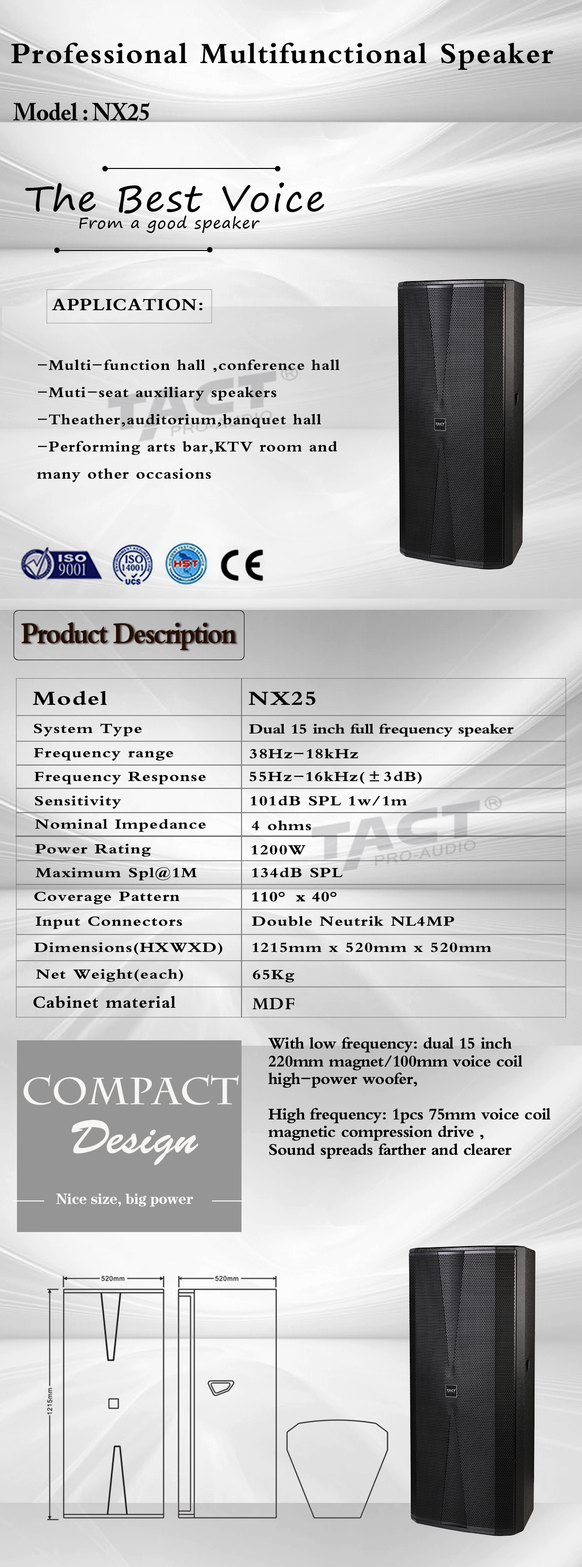 Professional Loudspeakers cheap dual 15 inch multifunction audio speaker dj sound system