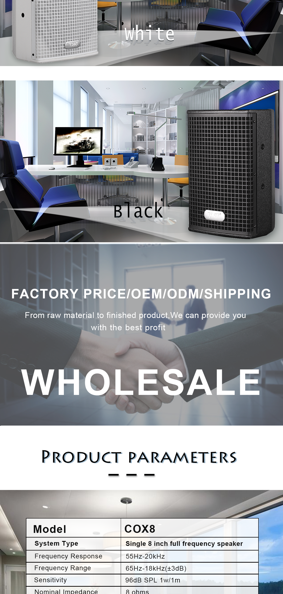 2021 hot sale good quality 8inch small size big power speaker conference hall speaker system