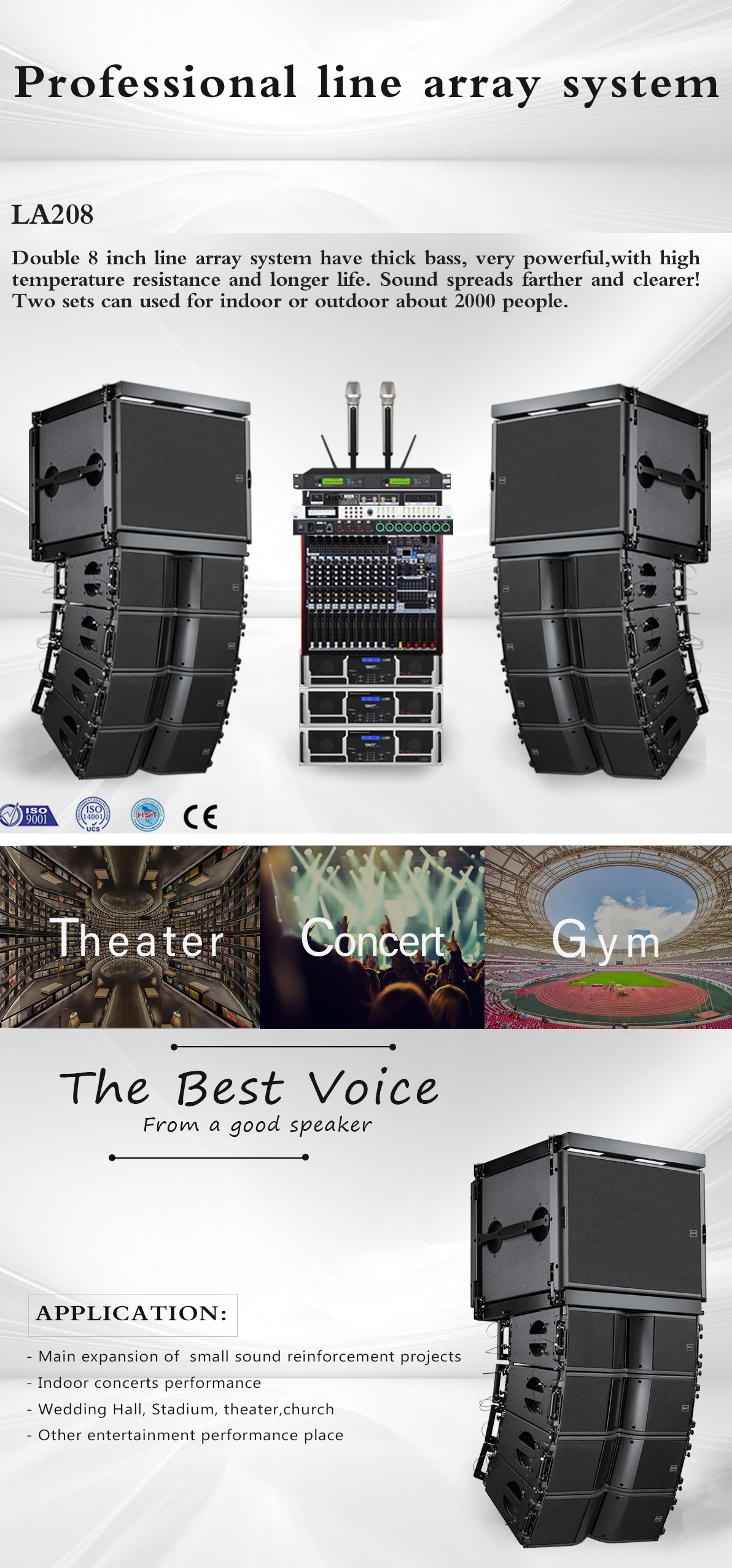 Professional audio double 8 inch line array systems speaker for dj sound system