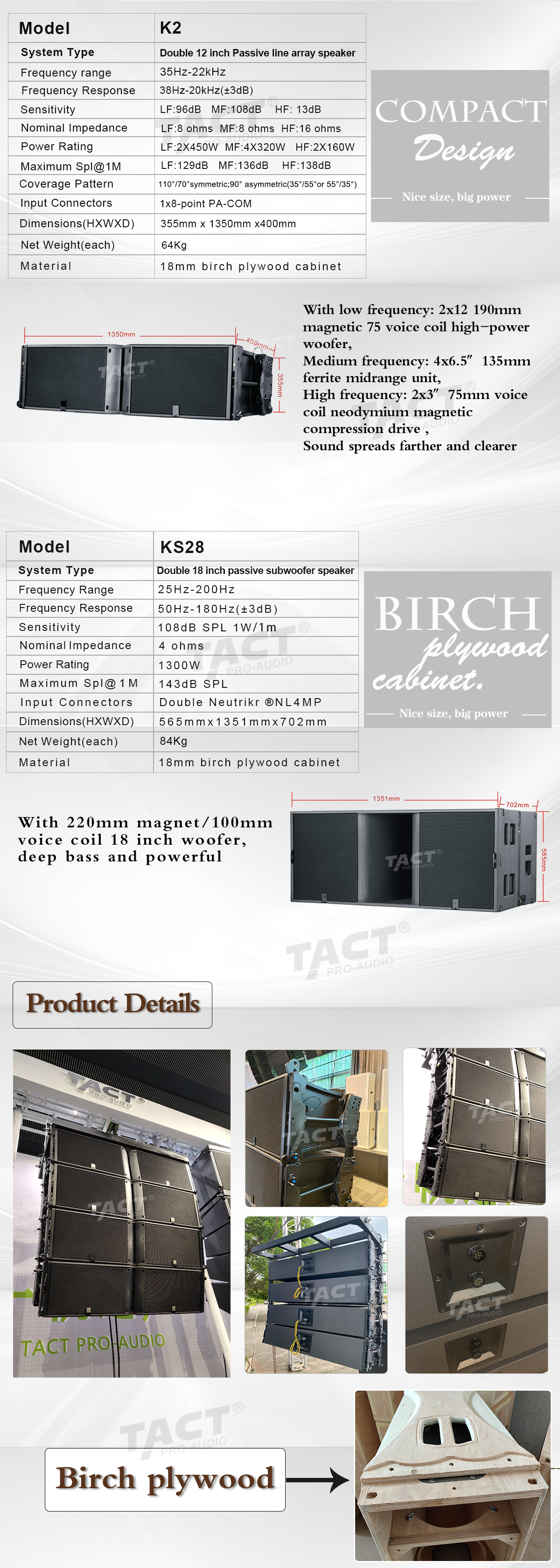 Professional audio double 12 inch line array three way outdoor