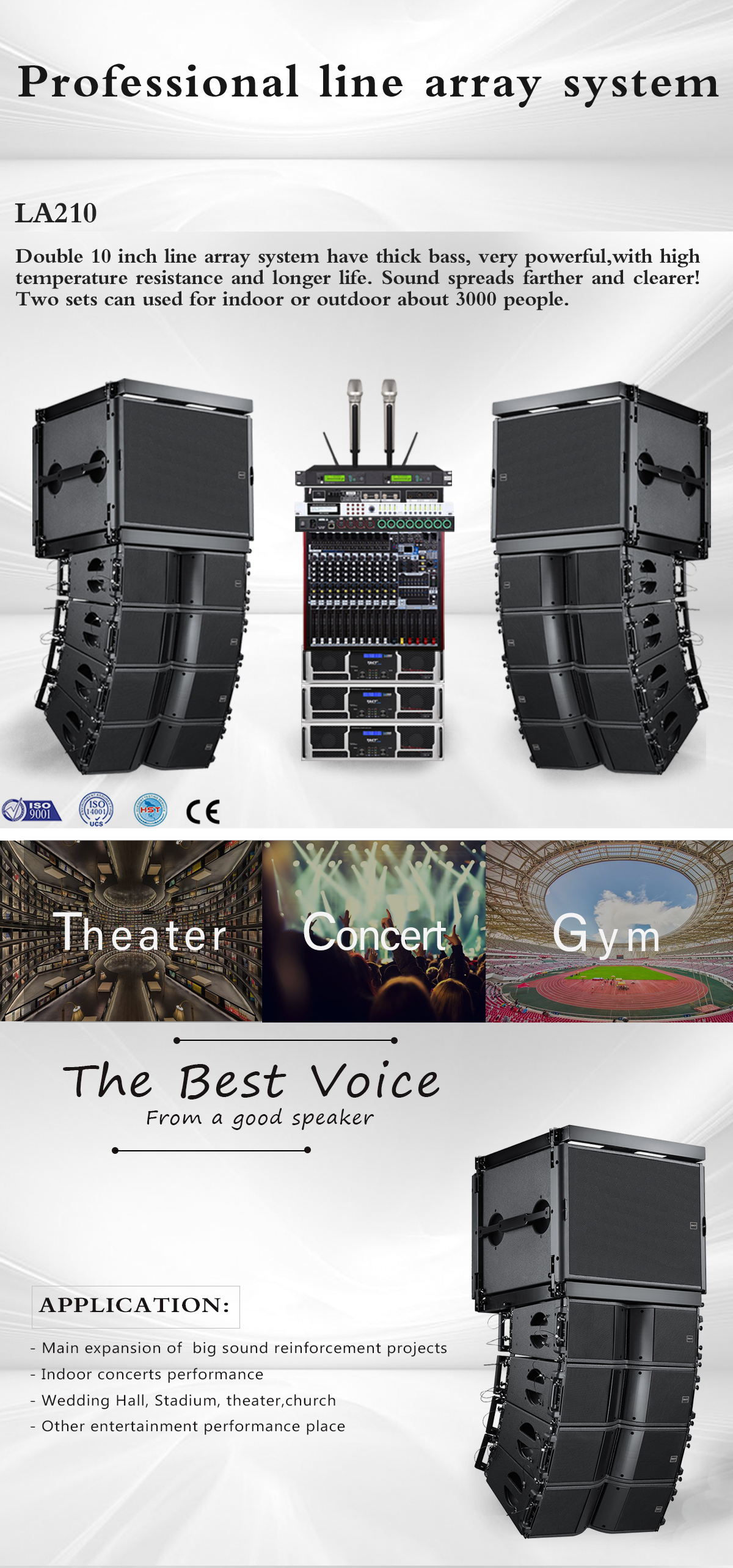 Hot sale nice quality LA210 double 10 inch professional line array speaker sound system