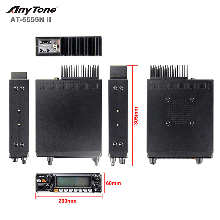 Anytone - Anytone 10 Meter CB Radio AT-5555N Hight Power 25.615-30.105 Mhz  AM/FM/SSB car Radio 18 Months AT-5555N II 1.75kgs CE FCC Topsale products