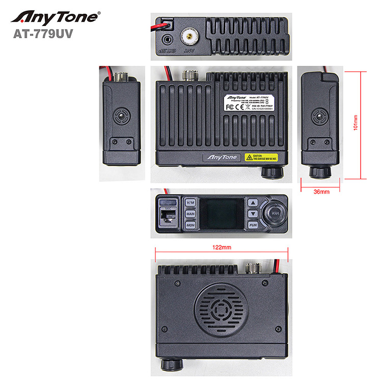 AnyTone AT-779UV Mini Dual Band Mobile Transceiver - 20W VOX Ham Radio