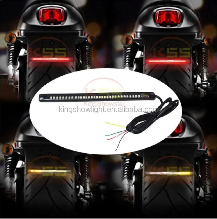Motorcycle LED Flexible Tail Lights License Brake Turn Signals For