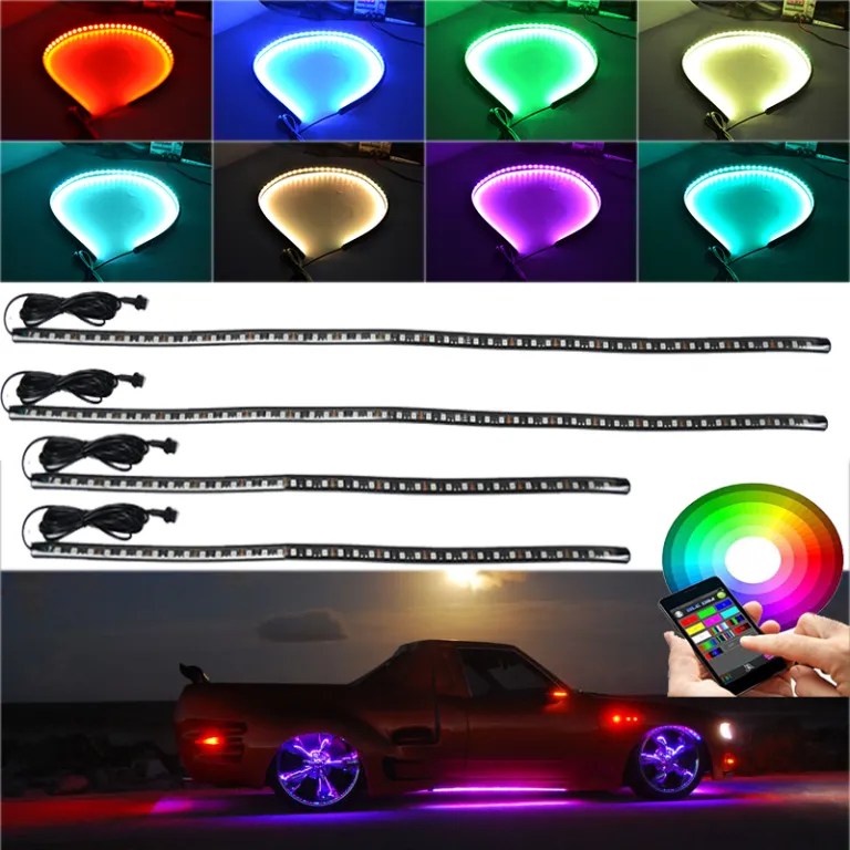 RGB Auto Unterbodenbeleuchtung LED Unterbodenbeleuchtung 12V 24V Auto LKW  Glühen Flexible RGB Streifen Neon RGB LED