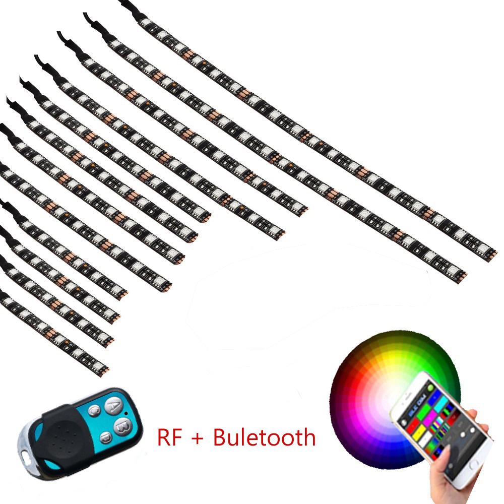 4pcs Factory manufacturer RGB Color APP BT Controlled LED Rock Light Kit With 24Key Remote Controller