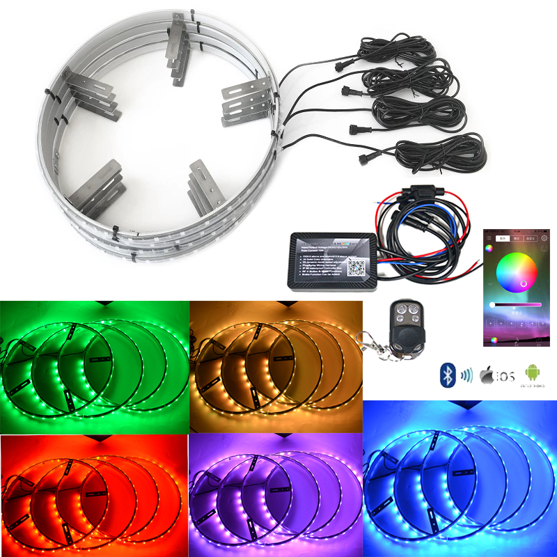12V Color Changing Interior Atmosphere Music lighting atv Car Styling RGB LED Wheel Light
