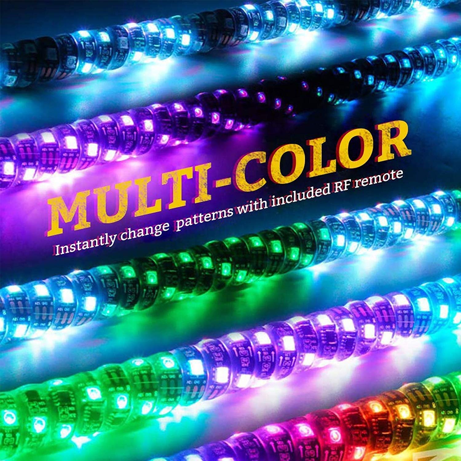 3FT Multicolor Spiral LED Peitsche Licht für Geländewagen ATV UTV