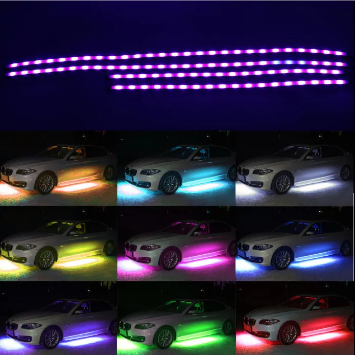 Kingshowstar - Kit luci al neon sottoscocca sottoscocca sottoscocca LED RGB  da 4 pezzi con luce interna