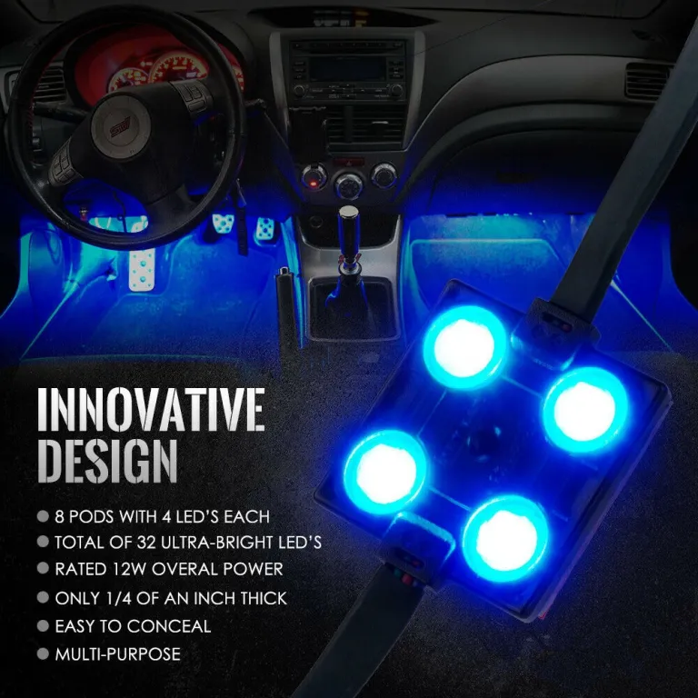 4 pezzi Luce LED per interni auto con telecomando