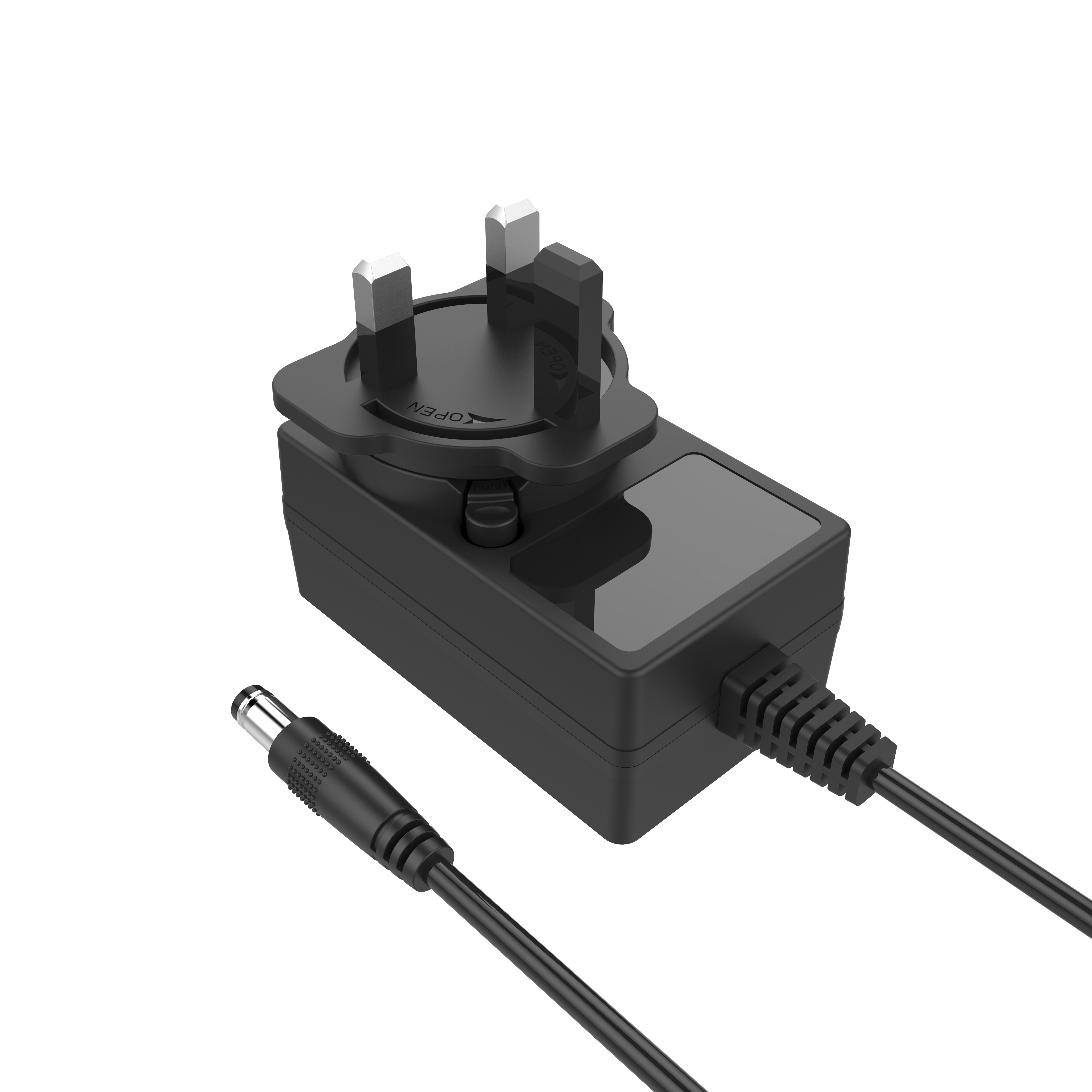 12V2A 24V1A interchangeable plug power adapter with EN 61558: CE/GS/CB/FCC/EMC/ETL1310