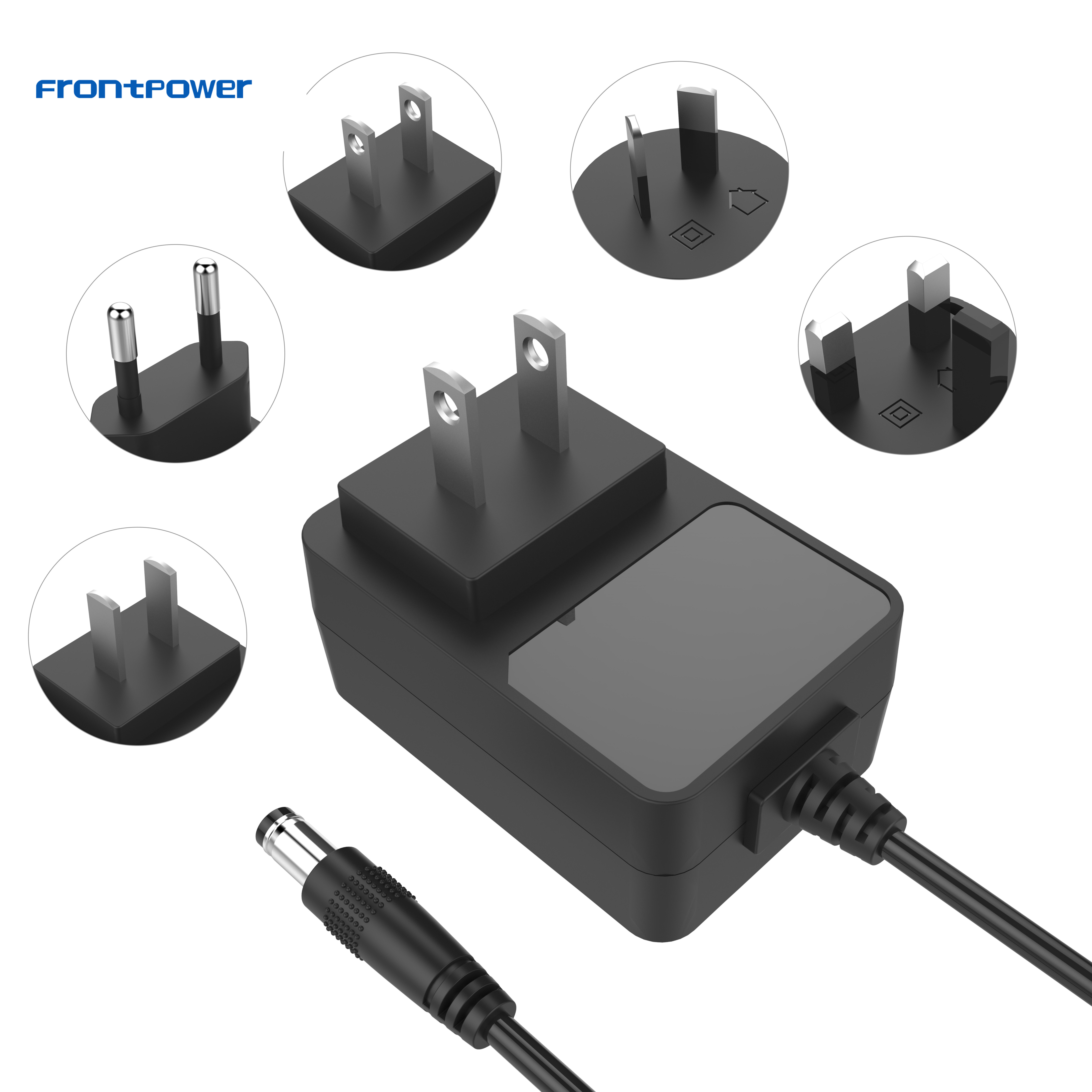 Frontpower adapter ECAS certificate 12W 5V 2.5A 5V 2A 6V 1A 6V 2A 8V 1.5A wall plug fixed type adapter