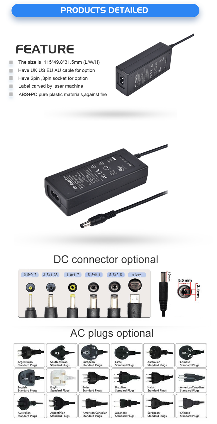 SMPS Desktop Power Adapter Supply Switch ACDC Charger UL ETL GS FCC CE PSE for Laptop Router Camera
