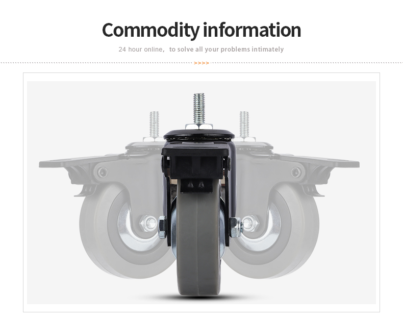 3 inch light screw rubber brake universal single brake caster