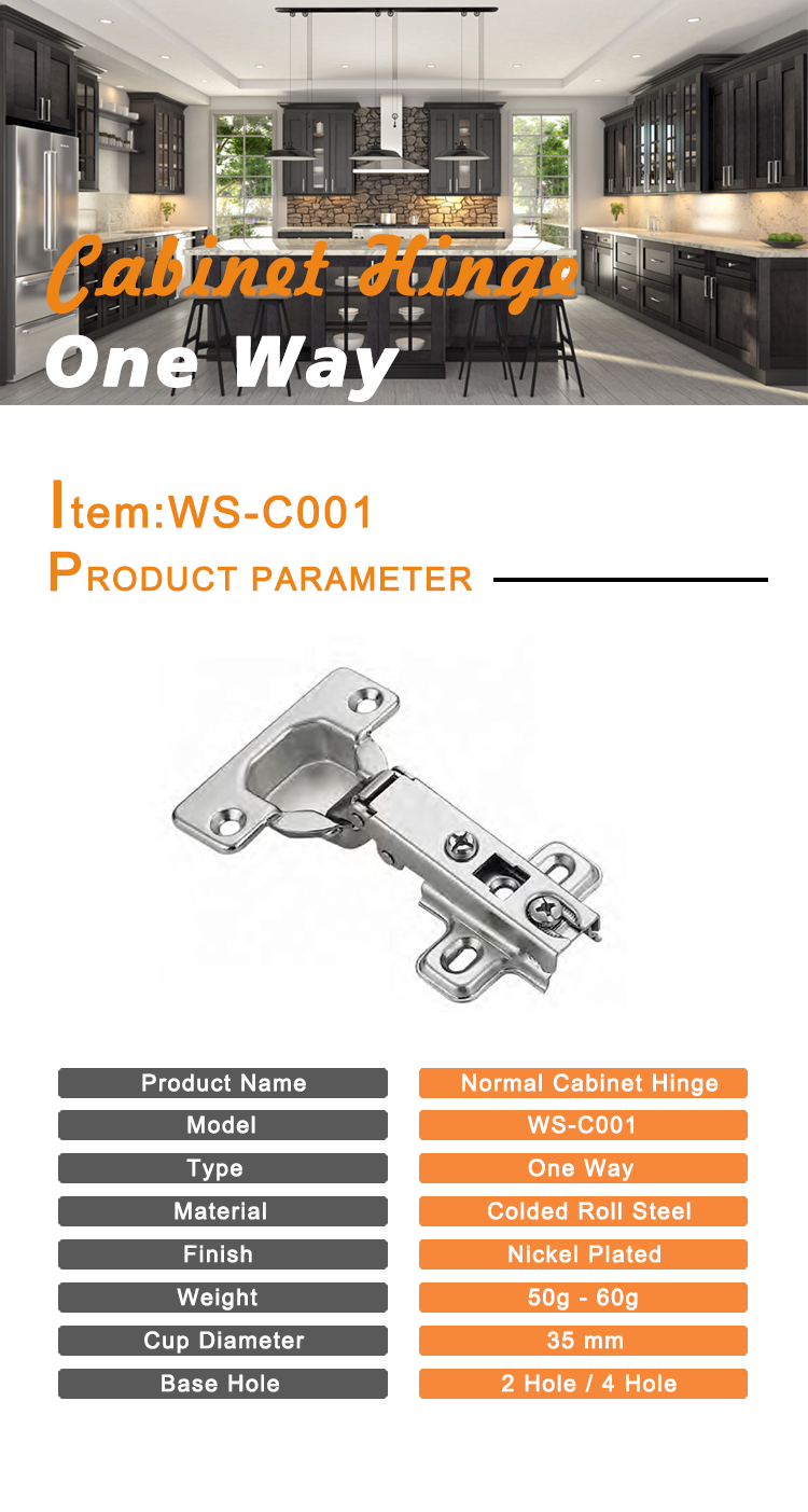 Furniture Hardware Fitting 35mm ordinary one way Bathroom Cabinet Door Hinges