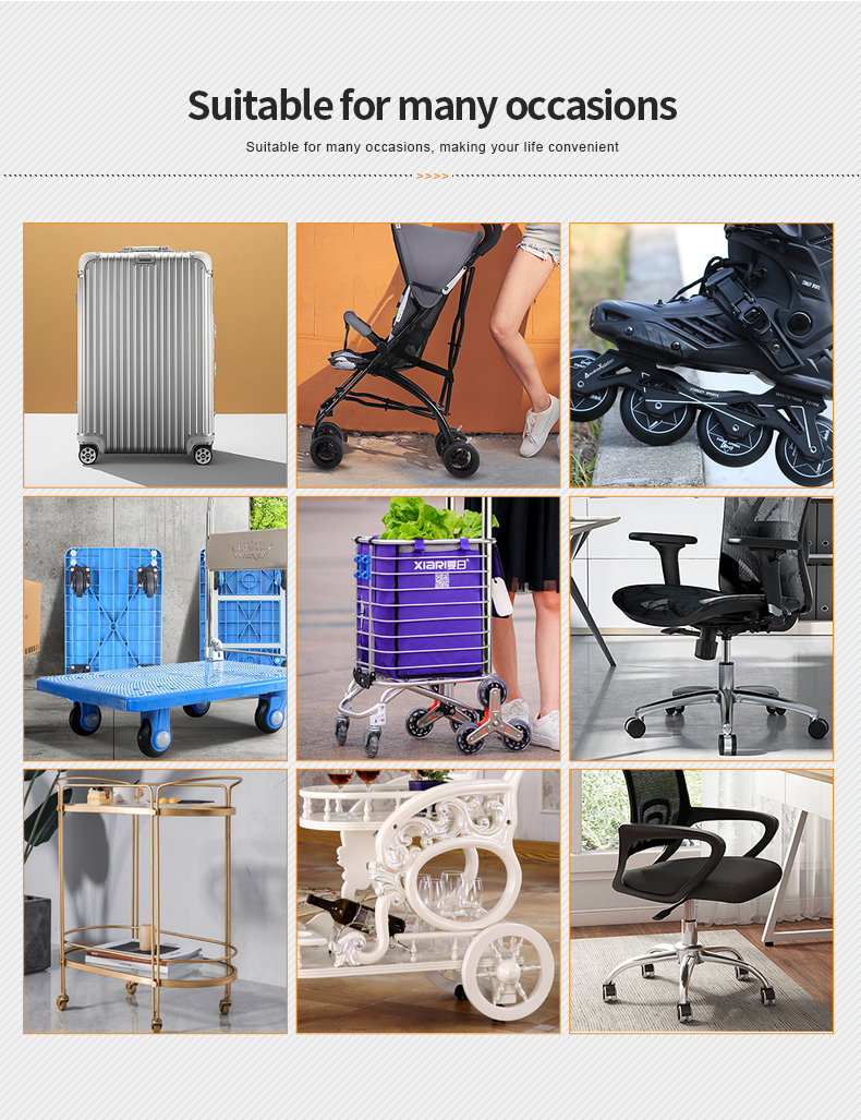 3 inch light screw rubber brake universal single brake caster