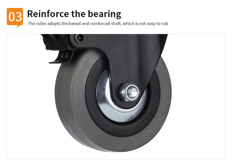 3 inch light screw rubber brake universal single brake caster