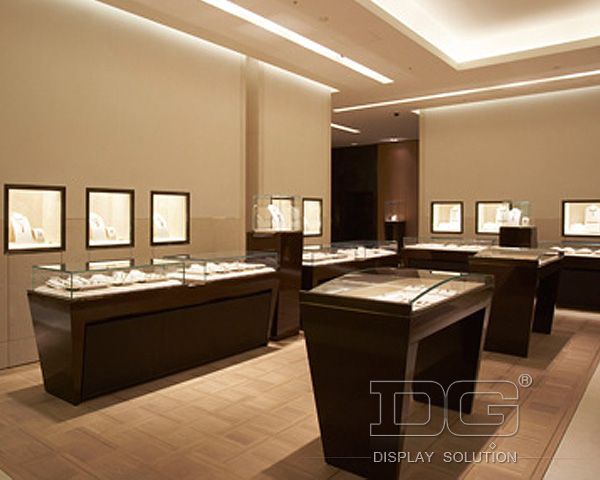 DG Showcase Black Temper Glass Jewellery Display Cabinet For Sale