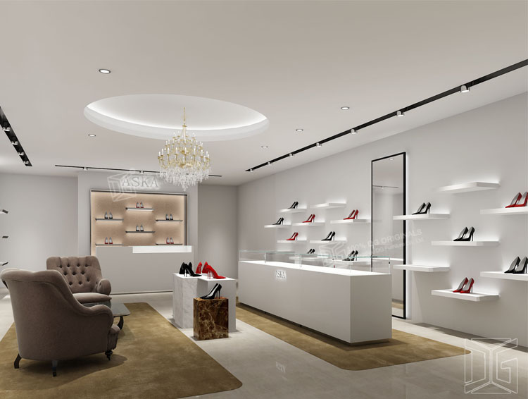 White Wooden Fashion Shoe Store Furniture