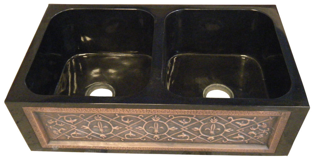 Fregadero de cocina de granito negro de alta calidad KS018 | Fabricante First Stone