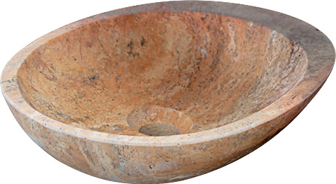 Lavabo de salle de bain en travertin de qualité 341M - Design unique, idéal pour les intérieurs de salle de bain contemporains Fabricant | First Stone