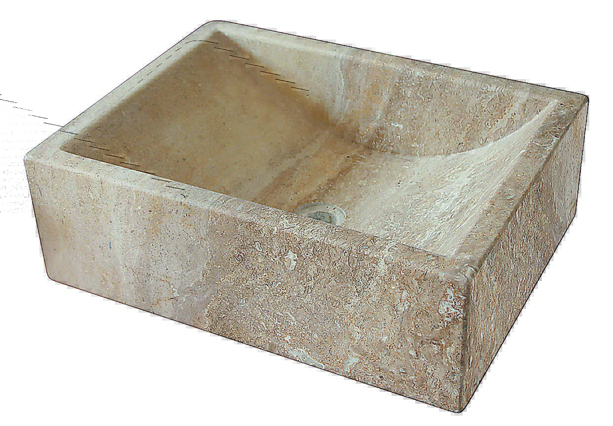 Fabricants de lavabos en travertin personnalisés pour salle de bain 027M en Chine | First Stone