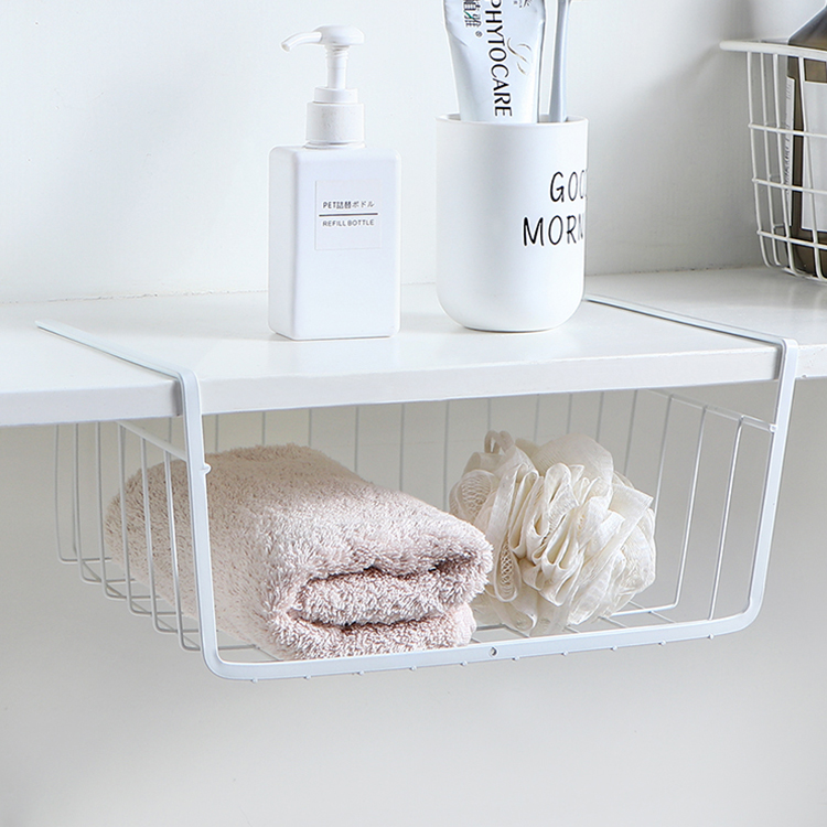 Home Bathroom Kitchen Cabinet Hanging Mesh Storage Organization Under Shelf Wire Metal Iron Baskets
