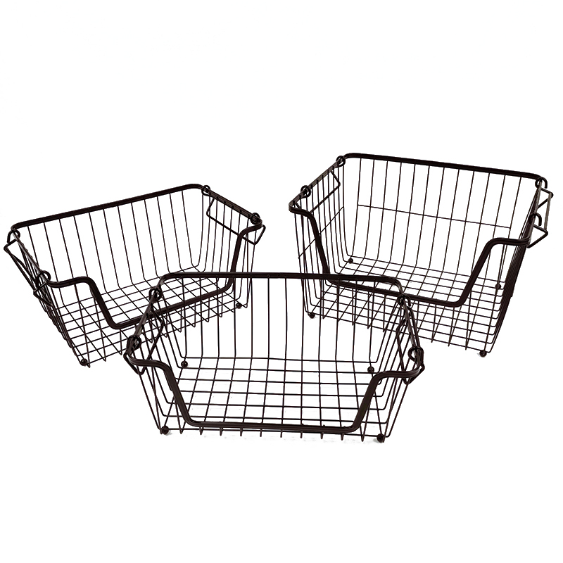 Kitchen stackable storage basket wire vegetable basket wire fruits basket