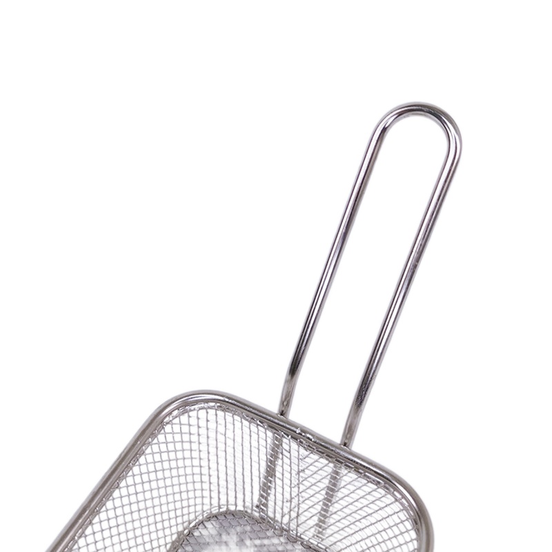Kitchen Tabletop Fryer Basket Stainless Steel Potato Frying Basket Mini Fry Chips Baskets for French Fries Serving
