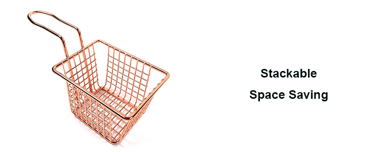 Cestas para patatas fritas de acero inoxidable, cesta para fre&iacute;r, cesta para fre&iacute;r patatas fritas peque&ntilde;as de cobre port&aacute;til personalizada, Mini cesta para fre&iacute;r patatas fritas