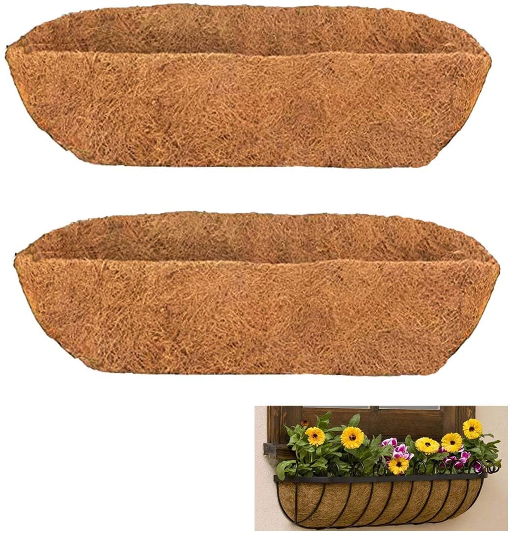 Revestimiento de fibra de coco biodegradable, 10, 12, 14 y 44 pulgadas, macetas de coco, revestimiento de fibra de coco cuadrado medio redondo, cestas colgantes de metal, revestimiento de coco