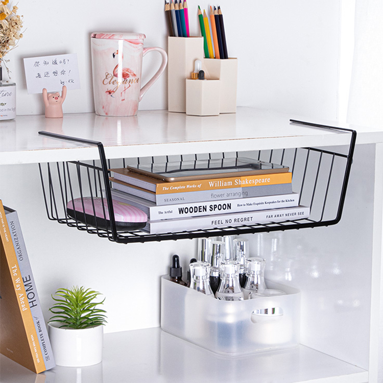 Home Bathroom Kitchen Cabinet Hanging Mesh Storage Organization Under Shelf Wire Metal Iron Baskets