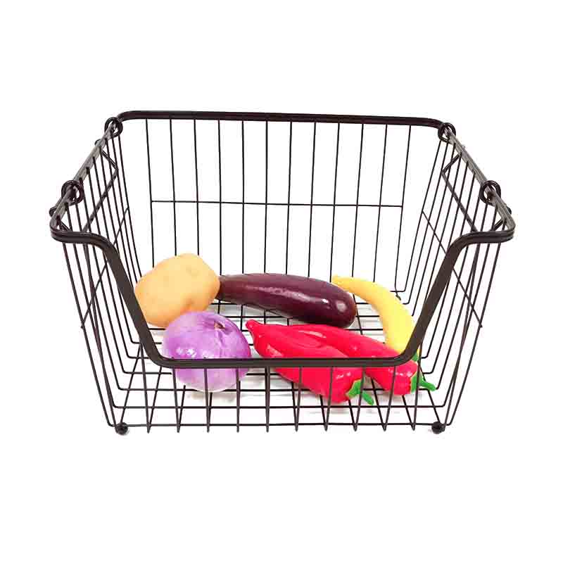 Kitchen stackable storage basket wire vegetable basket wire fruits basket