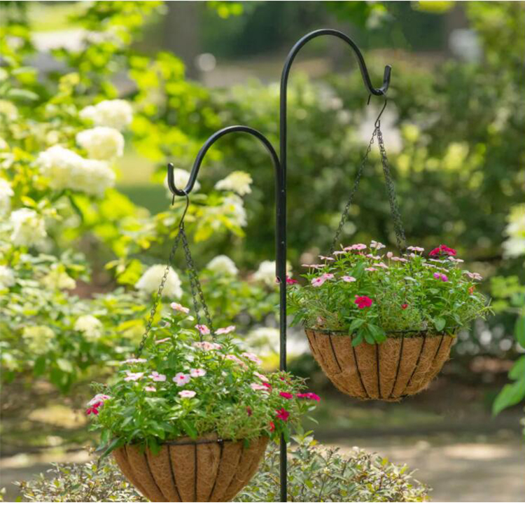 Cesta de fibra de coco, soporte para plantas de alambre redondo, cesta colgante de metal con revestimiento de fibra de coco