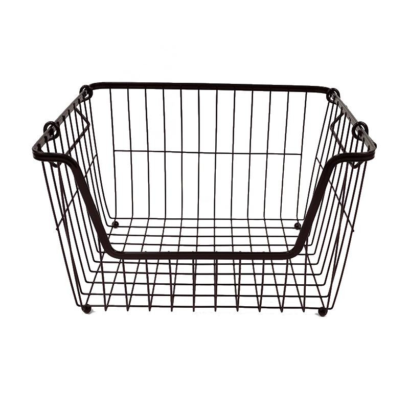 Kitchen stackable storage basket wire vegetable basket wire fruits basket